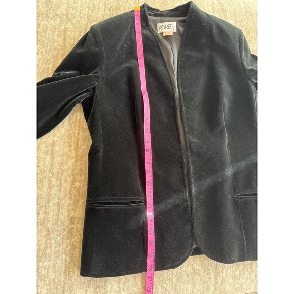 Vintage Koret Women's Black Velvet Open-Front Blazer Jacket Size 12 - Picture 6 of 8